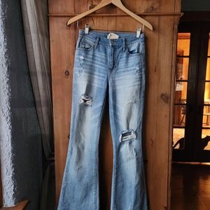 Altar'd State Distressed Blue Flare Jeans